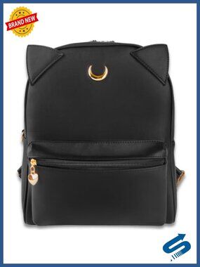 Kawaii Cat Ear Backpack Faux Leather Women Anime Book Bag Adjustable Strap